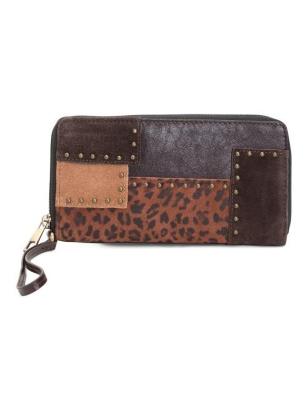 LODIS Leather Patch Train V2 Zip Around Wristlet Wallet